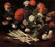 Giovanni Martinelli Still Life with Roses,Asparagus,Peonies,and Car-nations painting